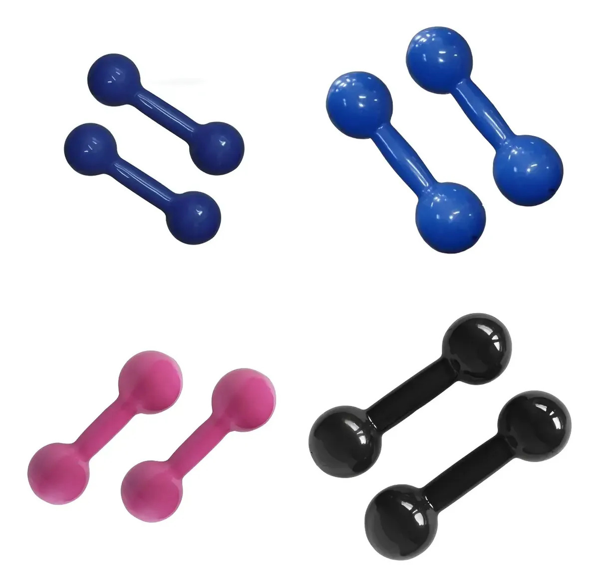 Kit Halteres Emborrachados 0.5kg + 1kg + 2kg + 3kg Preto
