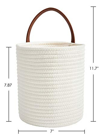 Canasta Decorativa Con Cordon Colgante Tejida Blanco 2 Pzas