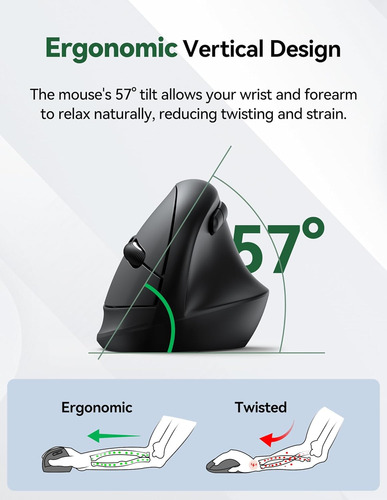 Mouse Sem Fio Vertical Tecknet, Mouse Ergonômico Para Pequen