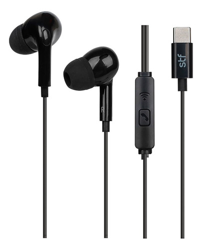 Audífonos Alámbricos In Ear Stf Tipo-c, Micrófono, Negro