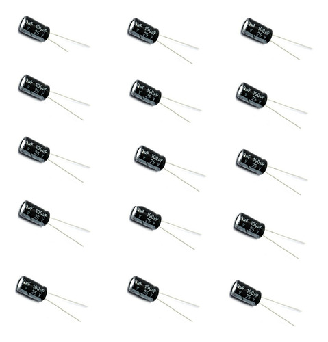 15 Capacitor 100 Uf - 25 Volt Electrolitico