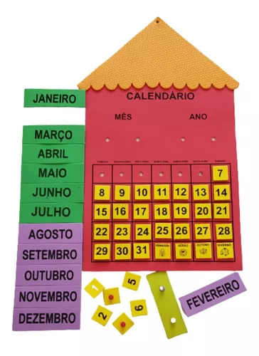 Painel Calendário Do Mês + Dia Da Semana Em Inglês Em Eva