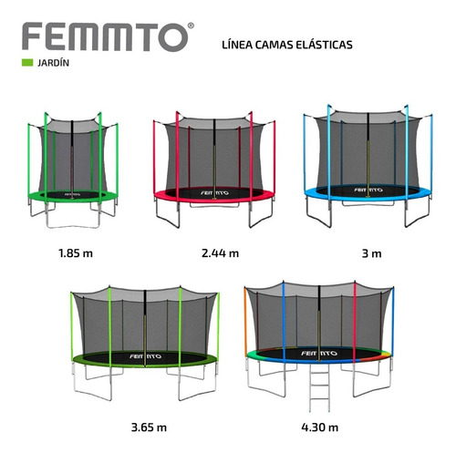 Imagen 6 de 10 de Cama Elastica Femmto 2.44 Metros Con Red Protectora 120 Kg