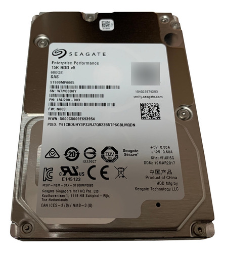 Hdd Seagate 600gb Hdd 15k Rpm 2.5 12gb/s Sas St600mp0005 Color Plateado