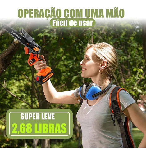 Mini Motosserra Sem Fio de 6 Polegadas - Portátil, com 2 Baterias, Ideal para Jardinagem e Corte Elétrico | motoserra eletrica | mini motosserra a bateria | motosserra a bateria | mini motoserra