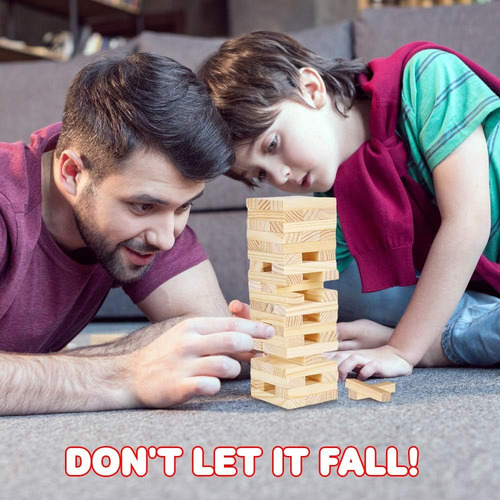 Artcreativity Wooden Tower Game, Wood Tumbling Blocks Set...