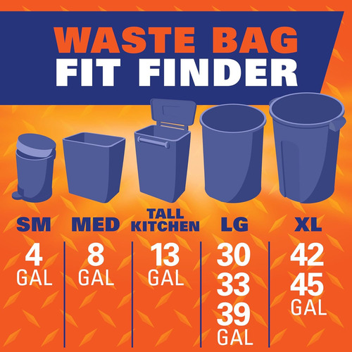 Bolsas De Basura Grandes Y Fuertes, 33 Galones, 48 Unidades