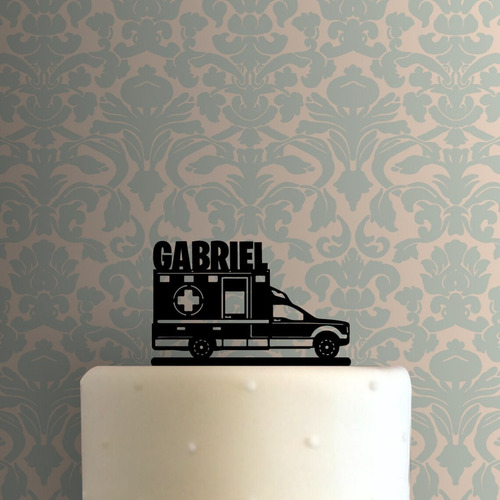 Cake Topper Adorno Torta - Ambulancia Nombre Personalizado