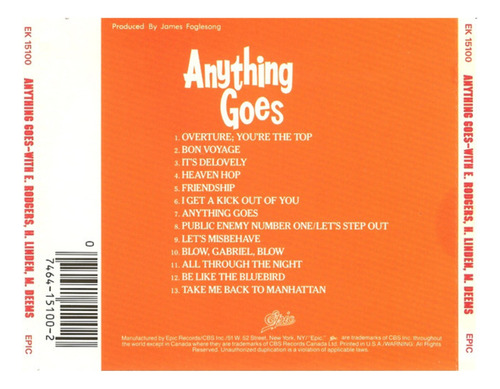 Various Artistas anything Goes Cd Estándar (Usado)