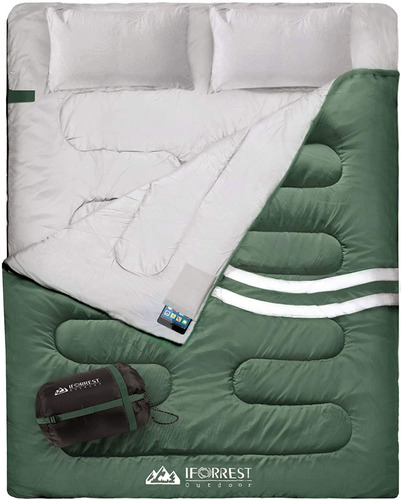 Saco De Dormir Iforrest, Para 2 Personas, Xl, Color Verde