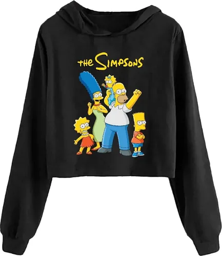 Blusa Moletom Cropped Feminino Simpsons Homer Bart Marge Fox