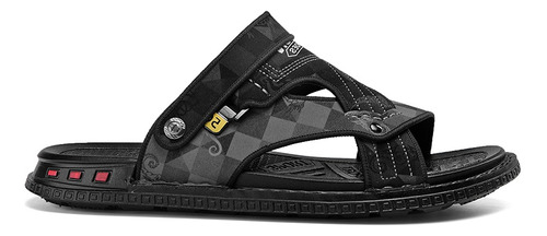 Sandalias Negras Casual Pantuflas Playa Comodos Moda Cuero