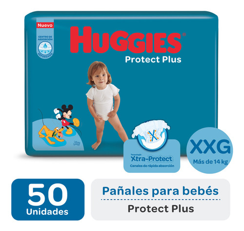 Pañales Huggies Protect Plus Xxg X50 Unidades