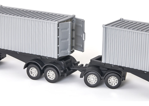 Caminhão Miniatura Iveco S-way Rodotrem Container Replica Cor Cinza