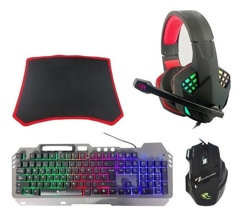 Kit Gamer Pc Teclado Metal Mouse Audifono Mousepad K1099 D