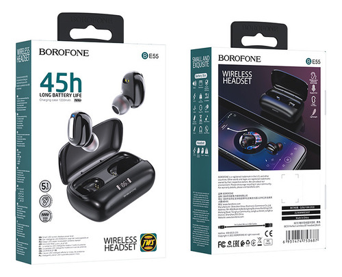 Auriculares Borofone Be55 Tws Bluetooth 5.1 De Batería Larga