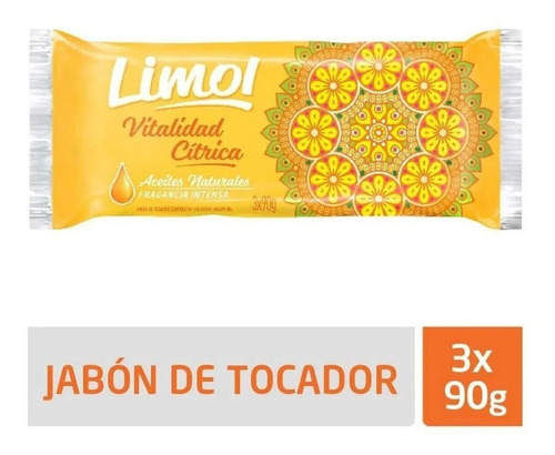Imagen 1 de 1 de Jabon En Barra Limol Vitalidad Cítrica Aceites Pack X3 Und