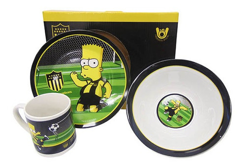 Set De Cerámica 3 Piezas Peñarol + Simpsons