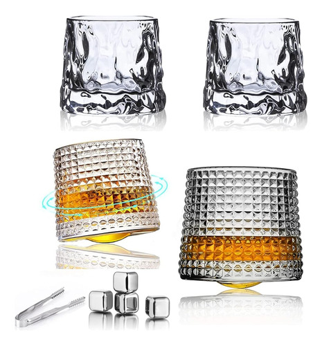 Copas De Cóctel Vaso De Whisky Giratorio Set De Vidrio Con B