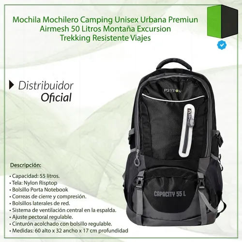 Mochila Porta Notebook 55 Lit Mujer Hombre Reforzada Camping