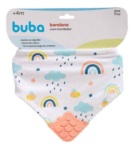 Bandana Baby Com Mordedor Arco Íris E Abelha Buba