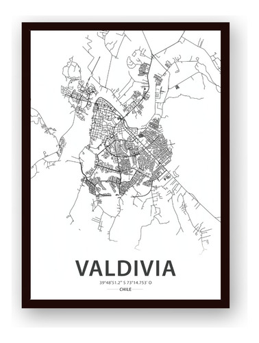 Cuadro Mapa Ciudad Personalizado Poster Impreso Con Marco