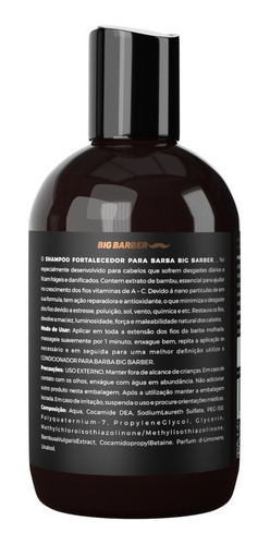 Shampoo Fortalecedor Barba Big Barber 250ml Fardo Com 3 Unid