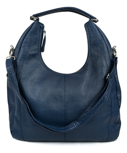 Bolsa De Cuero Color Azul Amplia Y Un Estilo Retro Azul Acero Lisa Níquel Azul Acero