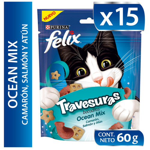 Felix snacks para gato Ocean Mix 60g 15 unidades