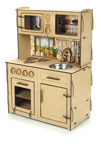 Cocinita De Juguete Cocina Madera Infantil Juego Niños Niñas Color Marrón