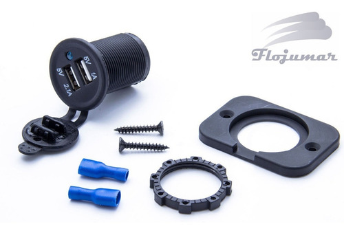 Imagen 2 de 4 de Cargador Usb Doble Auto Camion Motorhome Barcos De Embutir