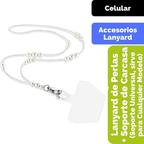 Lanyard De Perlas + Soporte Adhesivo Universal Para Carcasa