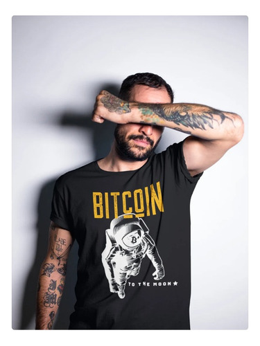 Polera Unisex Bitcoin Criptomoneda Moon Algodon Estampado