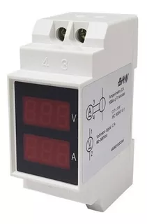 Voltimetro Amperimetro Digital Rojo 2 Modulos Din Baw