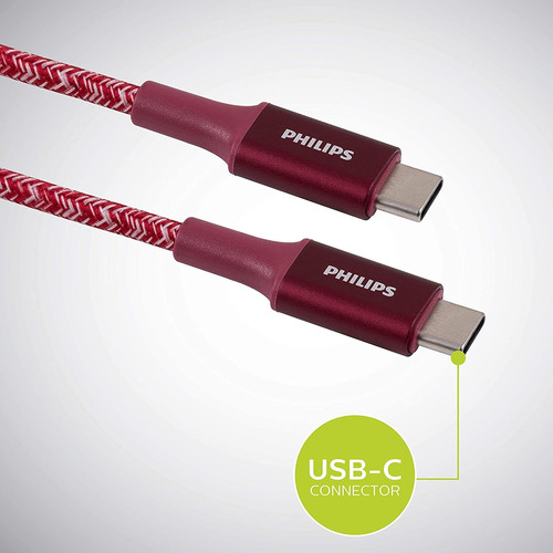color rojo USB-A a USB-C Philips DLC5226RA/37 Cable USB tipo C 