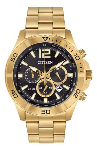 Reloj Citizen Original Cronografo Acero Dorado An812251e Color del fondo Negro