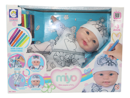 Boneca Miyo Para Colorir Com 6 Canetinhas