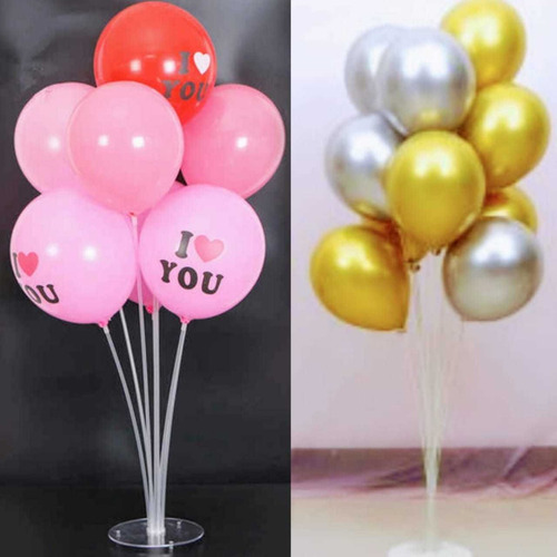 Imagen 2 de 3 de Base Acrílica Transparente Porta Globos Con 7 Varillas