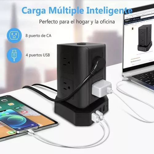 Enchufe múltiple USB total, regleta de alimentación de 4000 W (16 A) con USB,  3 puertos USB y 1 puerto USB-C (3 enchufes) kaili Sencillez