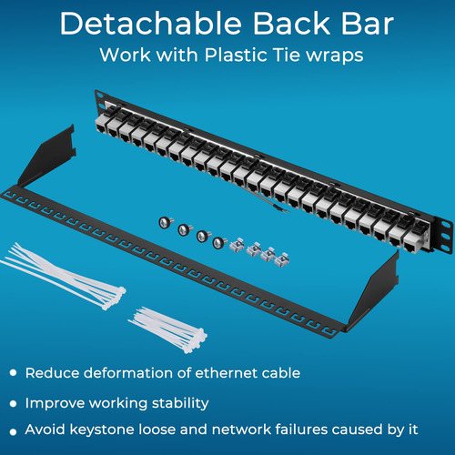 Rapink Patch Panel 24 Puertos Cat7 Con Inline Keystone 10g
