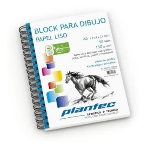 Block Para Dibujo A5 Papel Plantec X 40 Hojas 150 G 15626 Color Blanco