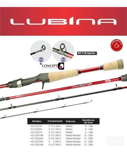 Caña Baitcasting Lubina Im7 12-25 Lbs Mh 1.83 Mts Señuelos