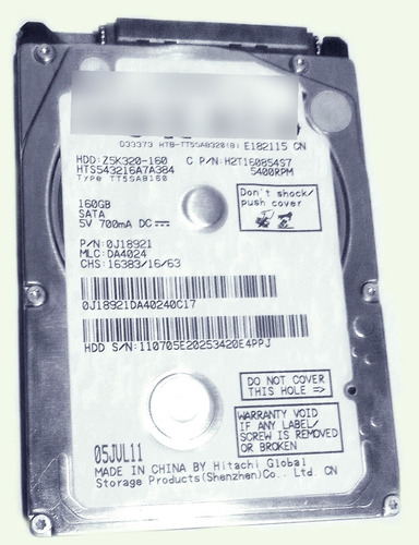 Disco Duro Hitachi 160 Gb Sata Para Laptop. 2.5