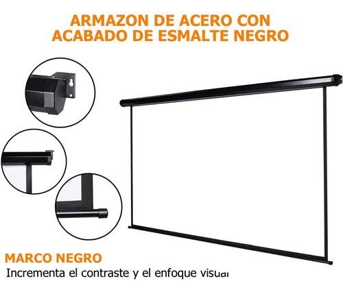 Pantalla Manual Negra Para Proyector 120'' Pulgadas, Hd 16:9