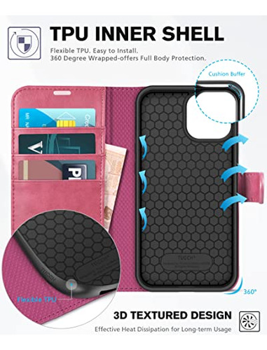 Funda Cartera Para iPhone 13 (6.1puLG 2021) Hot Rosa 6.1puLG