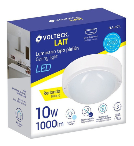 Imagen 2 de 6 de Plafón Redondo, 10w, 6500k, Ip54, Led Volteck 46261