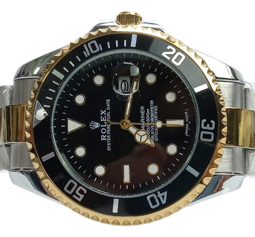 Reloj Submariner Combinado Negro Cuarzo Tapa Transparente  (Reacondicionado)