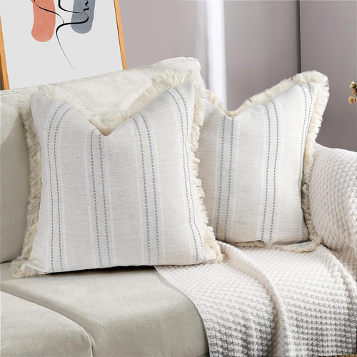 Juego De 2 Fundas De Almohada Decorativas Beige 50 X 50 Cm