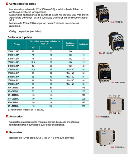 Contactor Tripolar 18a 12/24/110/220/380v 1 Aux Na Thomelec