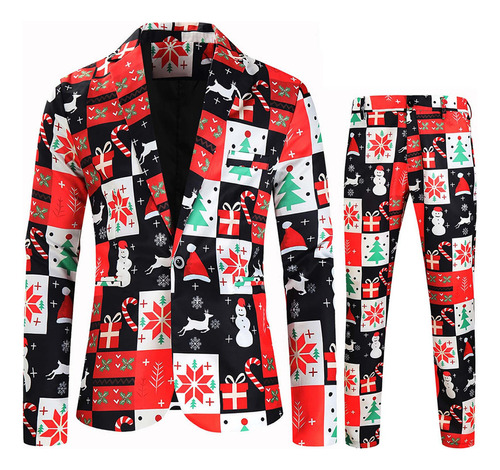 Conjunto De Dos Piezas Con Estampado Navideño Y Pantalones D